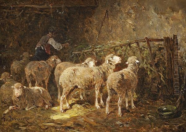 Les Moutons Oil Painting by Felix Saturnin Brissot de Warville