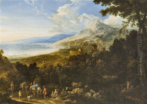 Kustenlandschaft Mit Personenstaffage Oil Painting by Jan Baptist Wans