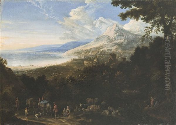 Kustenlandschaft Mit Personenstaffage Oil Painting by Jan Baptist Wans