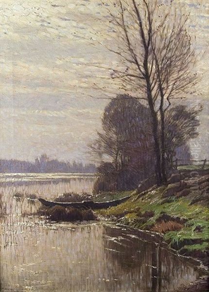 Abendlicht Am Rhein Oil Painting by Arthur Wansleben