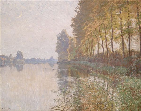 Niederrheinische Landschaft Gegen Abend Oil Painting by Arthur Wansleben