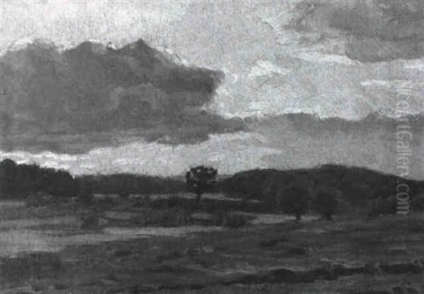 Abendliche Wiesenlandschaft Oil Painting by Arthur Wansleben