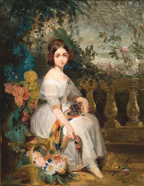 Fille Avec Fleurs Oil Painting by Gustave (Egidius Karel G.) Wappers