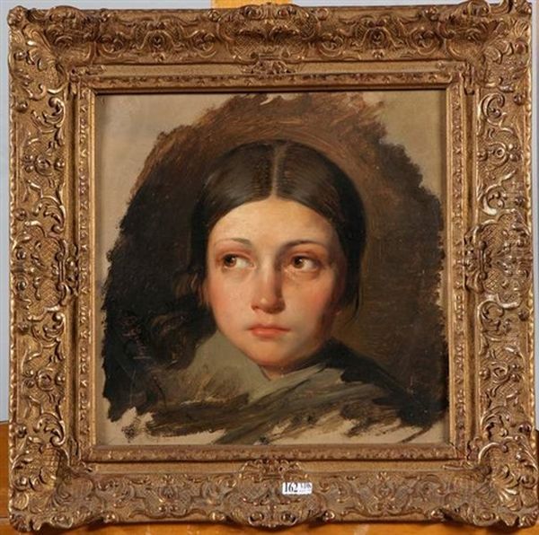 Portrait D'une Fillette (study) Oil Painting by Gustave (Egidius Karel G.) Wappers