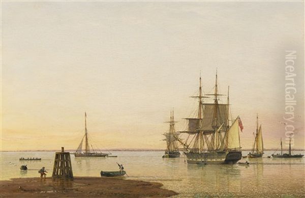 The Barque 'columbine' On The Humber Oil Painting by John Ward Of Hull