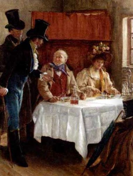 'this Seat Engaged Sir?' Oil Painting by Alfred Ward