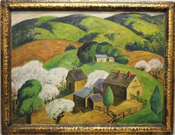 Landscape, Rolling Hills, Farm Oil Painting by Charles Ward