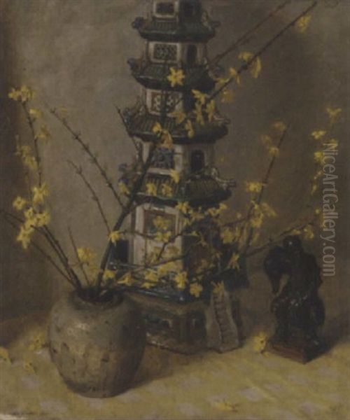 The Pagoda Oil Painting by Charles Daniel Ward