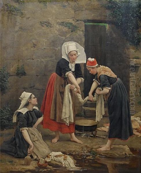 Washing Day Oil Painting by Edgar Melville Ward