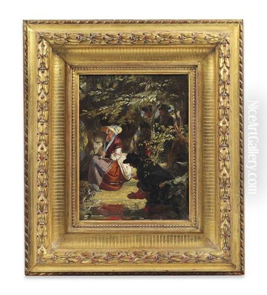 Furtive Glances And A Beautiful Reflection Oil Painting by Edward Matthew Ward