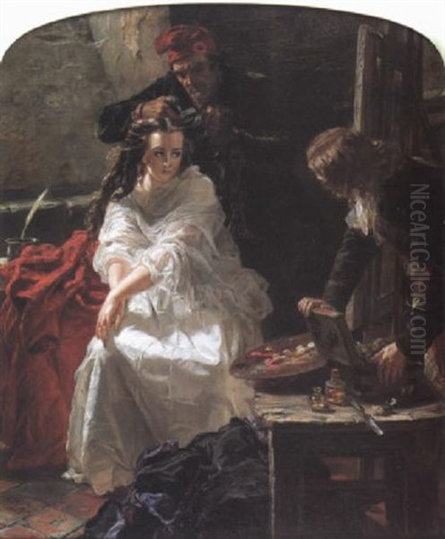 Charlotte Corday - Her Last Toilette Before Her Execution Oil Painting by Edward Matthew Ward