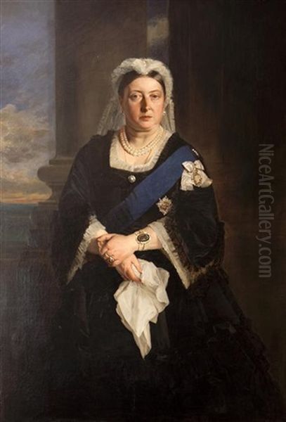 Portrait Of Queen Victoria (+ Another, Engraving; 2 Works) Oil Painting by Henrietta May Ada Ward