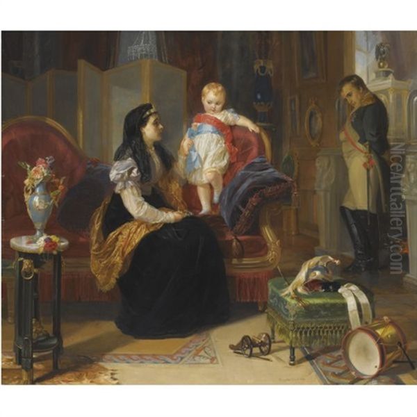 First Interview Of The Divorced Empress Josephine With The King Of Rome Oil Painting by Henrietta May Ada Ward