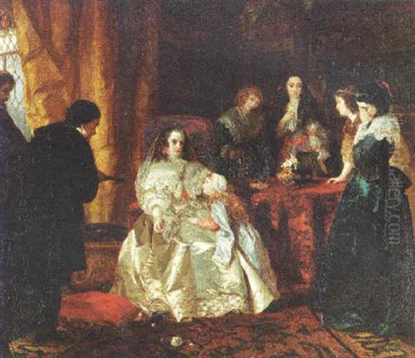 The Despair Of Henrietta Maria Over The Death Of Her Husband King Charles I Oil Painting by Henrietta May Ada Ward