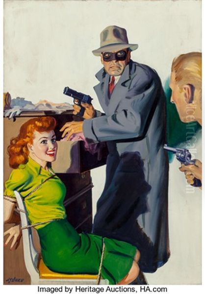 Somebody Stole My Gal, Private Detective Pulp Magazine Cover Oil Painting by Hugh J. Ward