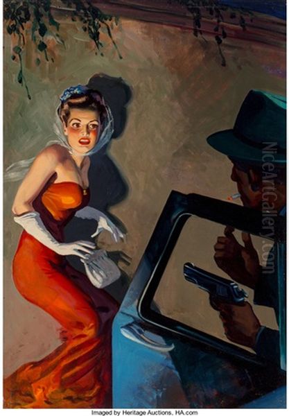 Skeleton In The Closet, Private Detective Stories Magazine Cover Oil Painting by Hugh J. Ward