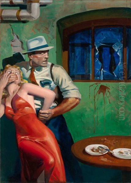 I Find Murder, Speed Detective Pulp Cover Oil Painting by Hugh J. Ward