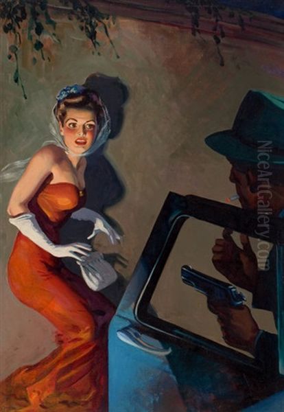 Skeleton In The Closet, Private Detective Stories Pulp Cover, September Oil Painting by Hugh J. Ward