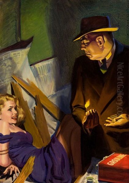 Speed Mystery Pulp Cover Oil Painting by Hugh J. Ward