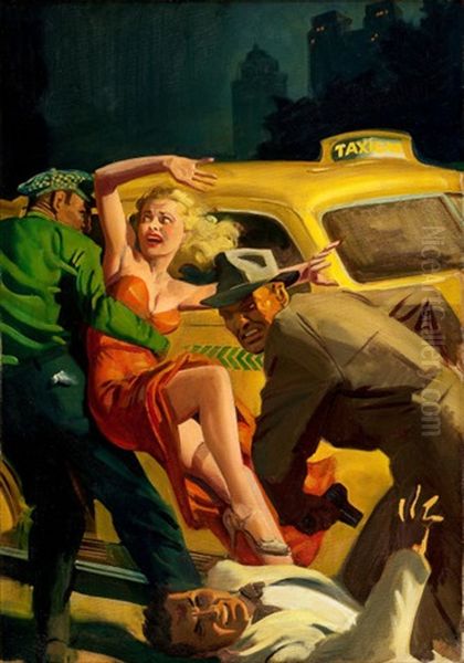 Mrs. Big, Super Detective Pulp Cover, April Oil Painting by Hugh J. Ward