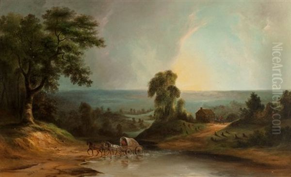 On The Frontier Oil Painting by Jacob C. Ward