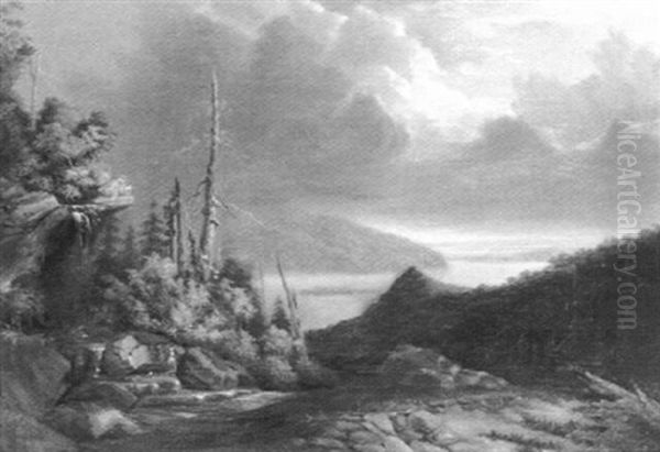 The Tongue Mountain Range From Bolton's Landing, Lake George Oil Painting by Jacob C. Ward