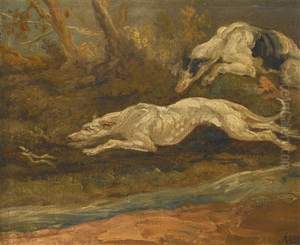 The Escape: Two Greyhounds Coursing A Hare Oil Painting by James Ward