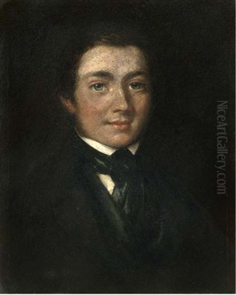 Portrait Of Josias Herd Harling In A Black Coat And Tie Oil Painting by James (le Boxeur) Ward