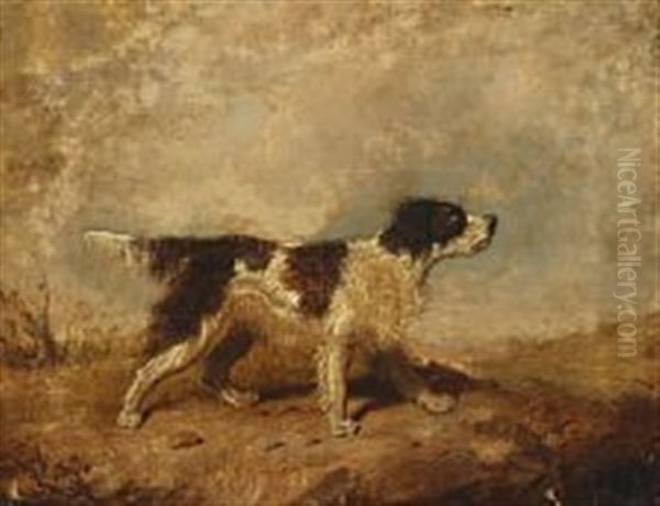 Snarling Dog Oil Painting by Martin Theodore Ward