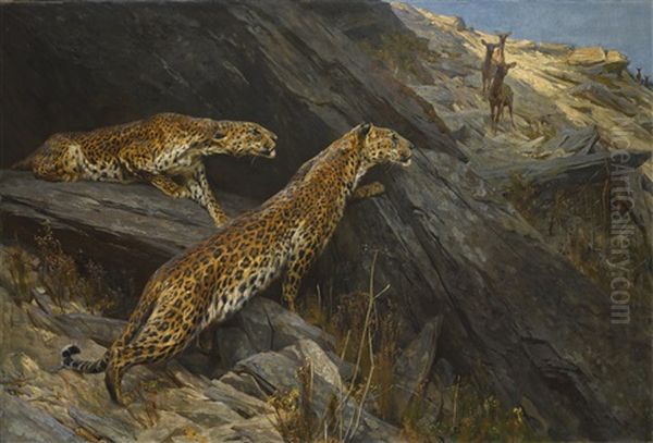 Indian Leopards Oil Painting by Arthur Wardle