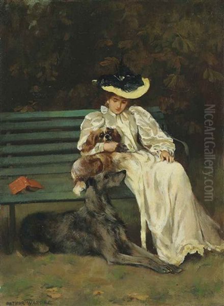 Patricia With Bruce And Pom-pom Oil Painting by Arthur Wardle