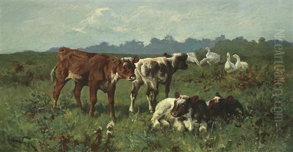 Cattle Grazing Oil Painting by Arthur Wardle