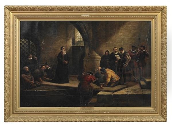 The Archbishop Of Canterbury, Thomas Cranmer, At The Traitor's Gate Oil Painting by Jack Leigh Wardleworth