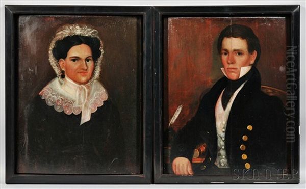 Pair Of Portraits Of A Gentleman And His Wife Oil Painting by Thomas Ware