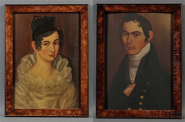 Pair Of Portraits Of Mr. And Mrs. Kimball Dustin Oil Painting by Thomas Ware