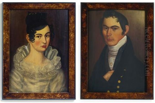 A Pair Of Portraits: Mr. And Mrs. Kimball Dustin Oil Painting by Thomas Ware