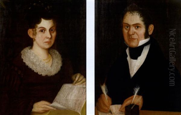 Portrait Of Daniel Lake (+ Portrait Of Susan Lake; Pair) by Thomas Ware