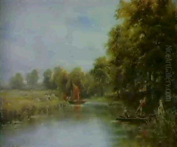 Punting Oil Painting by Edmund George Warren