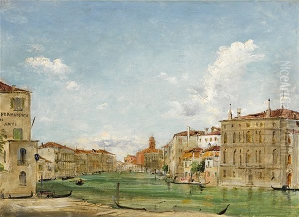 A View Of The Grand Canal, Venice, With Palazzo Corner To The Right Oil Painting by William White Warren