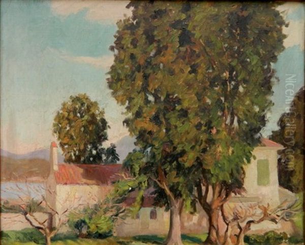 Farmhouse Oil Painting by Alexander Warshawsky