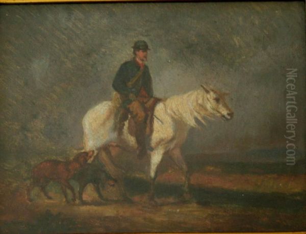 Man On A Grey Horse Oil Painting by Edmund Bristow