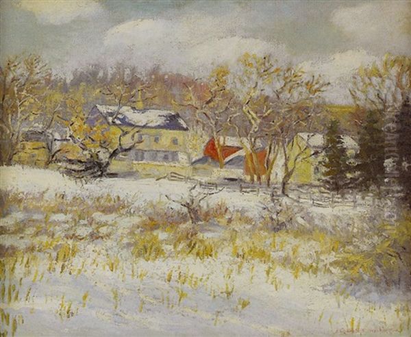 Farm In The Snow Oil Painting by Elizabeth Fisher Washington