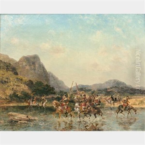 Cavaliers Traversant Un Oued Oil Painting by Georges Washington