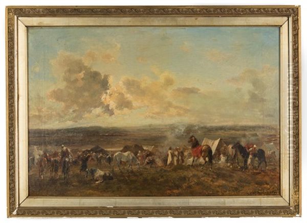 Arab Encampment Oil Painting by Georges Washington