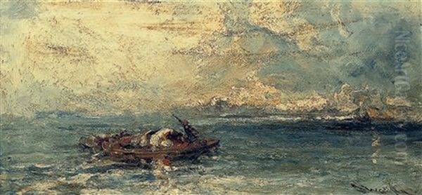 A Fishing Boat, Venice Oil Painting by Frank Wasley