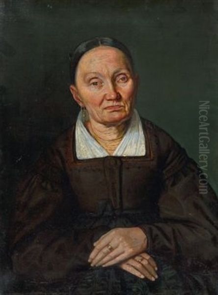 Bildnis Der Frau Trafoier (stiegelwirtin) Aus Bozen Oil Painting by Friedrich Wasmann