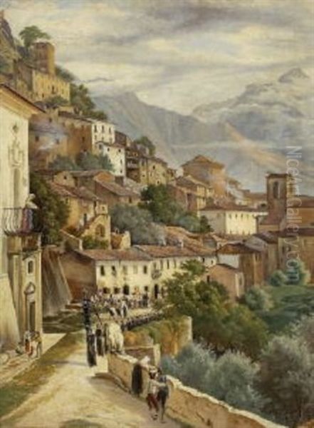 Olevano Romano Oil Painting by Friedrich Wasmann