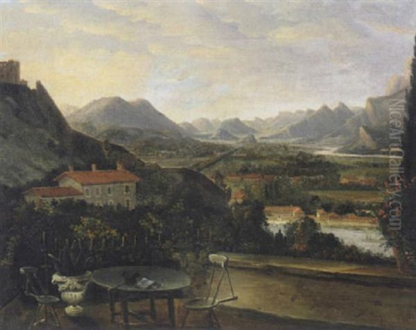 Ausblick Von Einer Terasse Oil Painting by Friedrich Wasmann