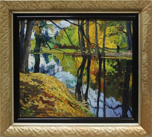 Herbstliches Motiv Aus Buchenwald Oil Painting by Artur Wasner