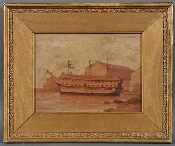 The U.s.s. Constitution At The Kittery Navy Yard Oil Painting by George Savary Wasson